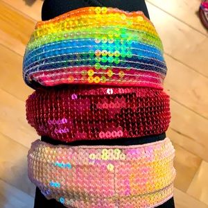 set of three sequin headbands
